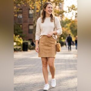 Chia Vintage Brown Suede Leather Skirt Womens 12
